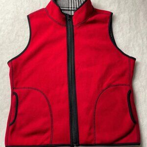 Studio Works Sport Womens Red & Black Houndstooth Reversible Full Zip Vest Sz XL